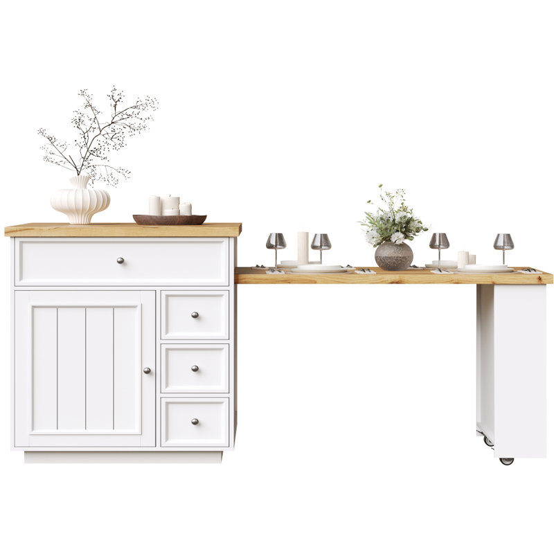 184 cm W Kitchen Island, White