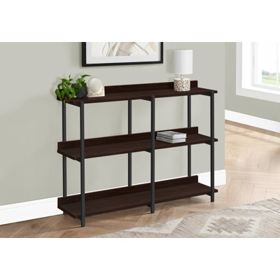 Console étroite contemporaine en stratifié brun / métal noir, pour le vestibule ou le salon | Idée de cadeau