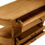 Console rétro en bois courbé avec 3 tiroirs, table d'entrée de 43 po avec tablette de rangement, canapé derrière le canapé et pieds en bois massif