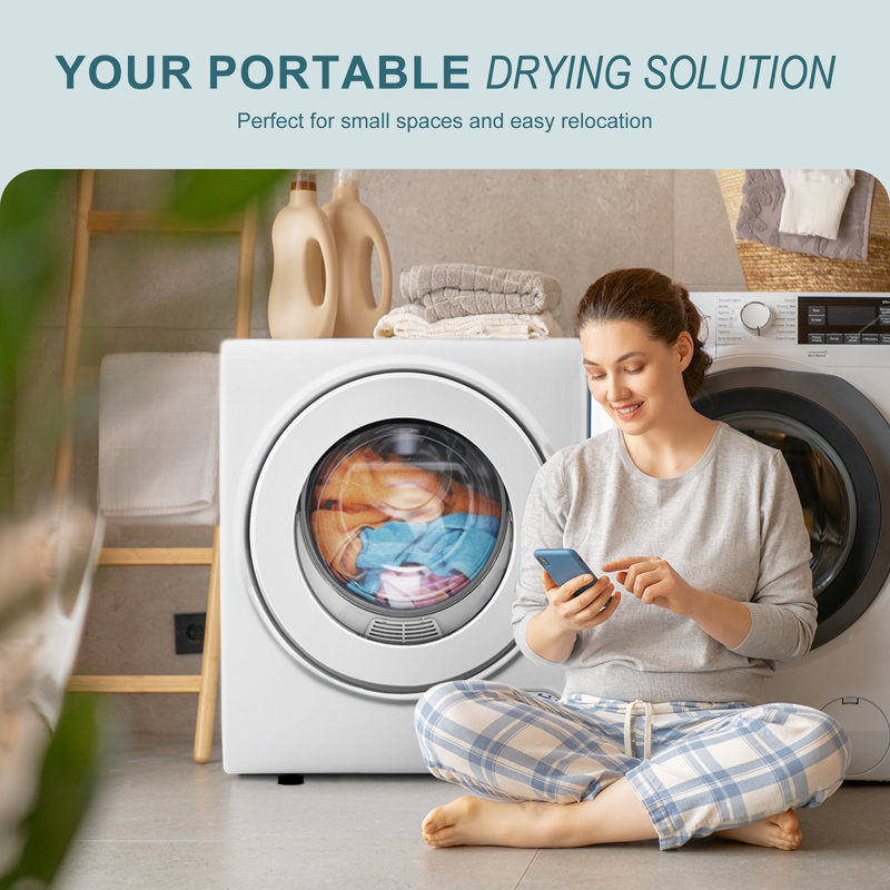 Simzlife 1.5 Cubic Feet High Efficiency Electric Stackable Dryer with Steam Dry