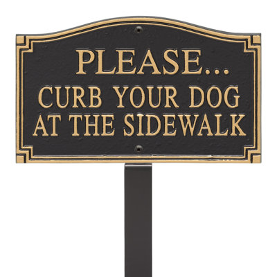 Please Curb Your Dog At The Sidewalk Garden Sign