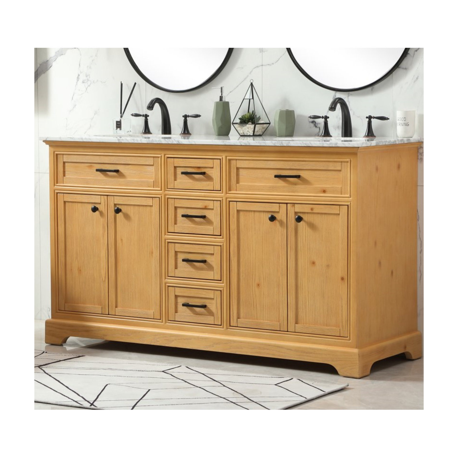 Hermes 60'' Double Bathroom Vanity, Natural