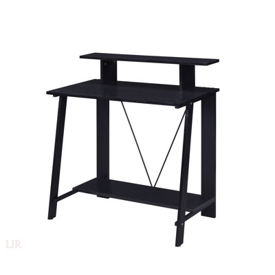 Spacious Black Writing Desk With Upper Shelf For Enhanced Organization And Durability
