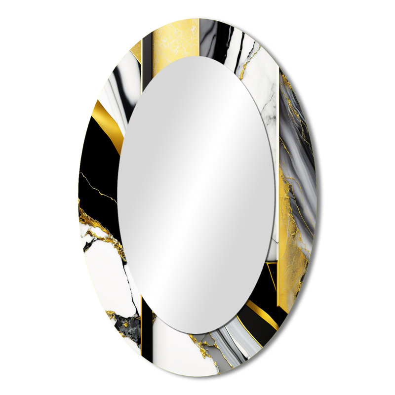 Miroir mural abstrait géométrique abstrait gris géométrique Marble Grey II, 36 po x 24 po