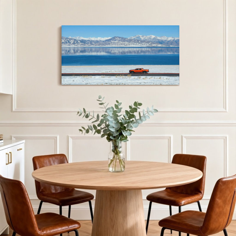 Paysage et nature, montagnes enneigées, lac Orange, route d'hiver, paysage, H 24 po x l 48 po