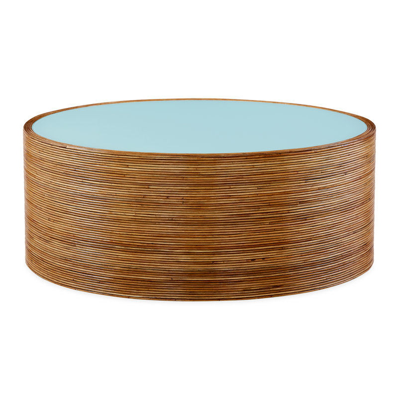 Riviera Cocktail Table, Light Blue/Brown, 15" H x 38" L x 38" W