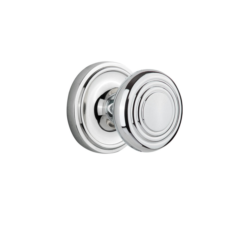 Classic Rosette with Deco Door Knob, Unlacquered Brass, 2 3/4