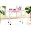Table à ongles portable rose avec tiroir, roues et coussin de poignet