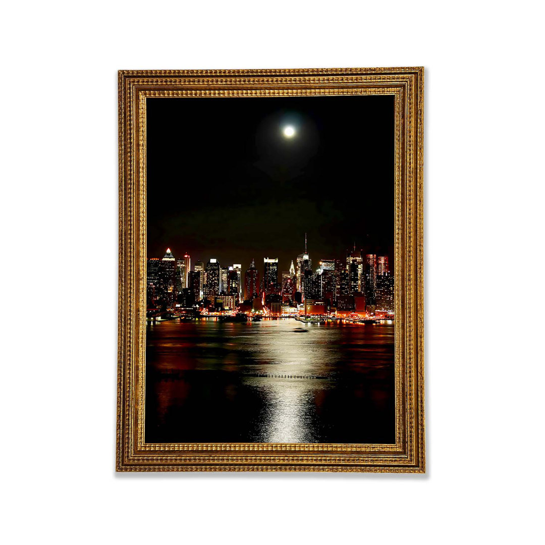 New York City Moonlit Glow - Einzelne Bilderrahmen Kunstdrucke