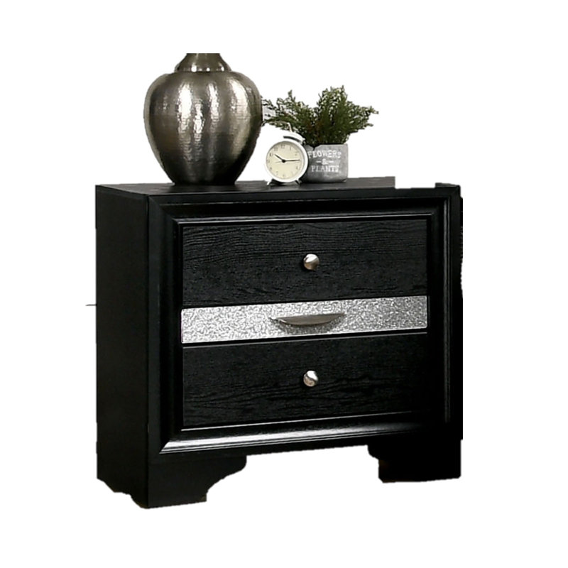 Table de bout Table de chevet moderne Table de chevet Table de chevet en bois massif, Noir
