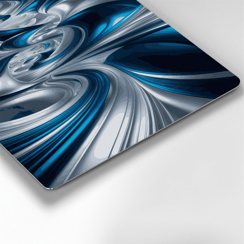 Abstrait paysage 38, art mural en métal bleu, H 20 po x l 24 po