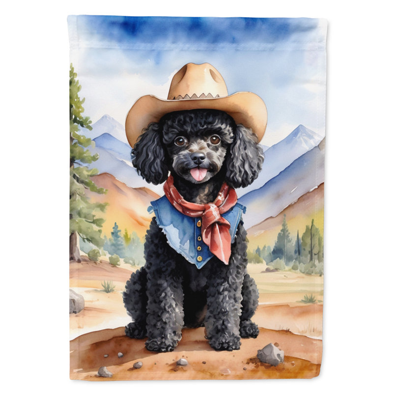 Drapeau Cowboy Welcome Garden, Bleu / rouge caniche noir