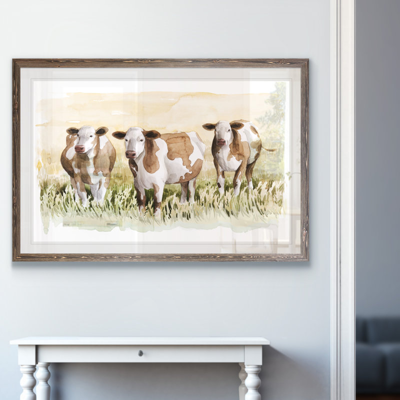 « Golden graze II »-reproduction de peinture encadrée, H 28 po x l 38 po x P 1,3 po, Papier avec encadré espresso