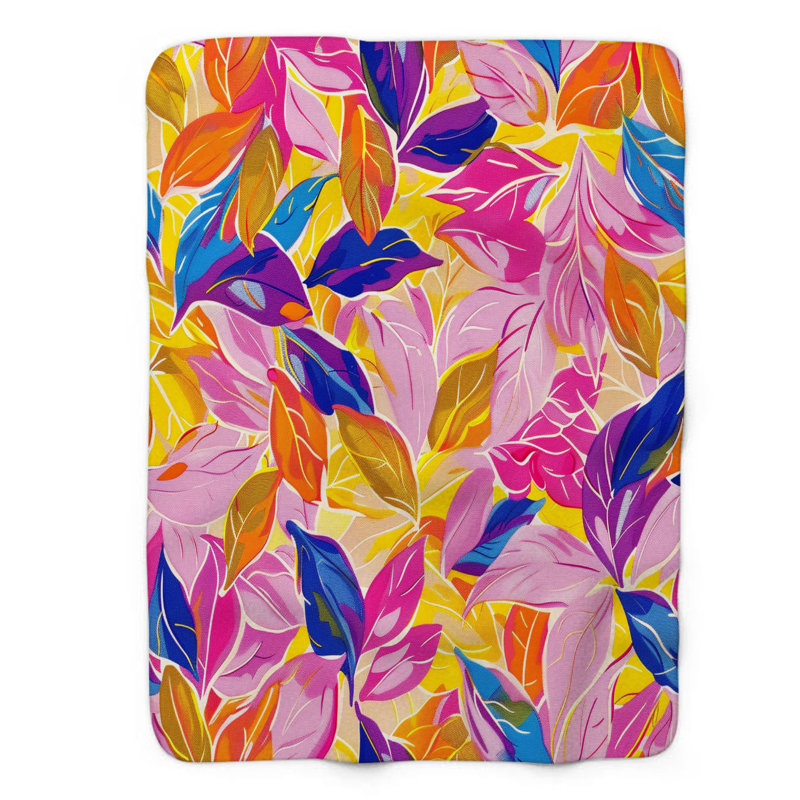 Vibrant Leaf Art - 1 pièce Sherpa Premium, L 60 po x l 50 po
