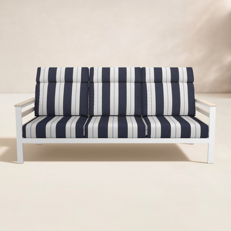 Townsend Metal Outdoor Sofa With Sunbrella Cushion, White