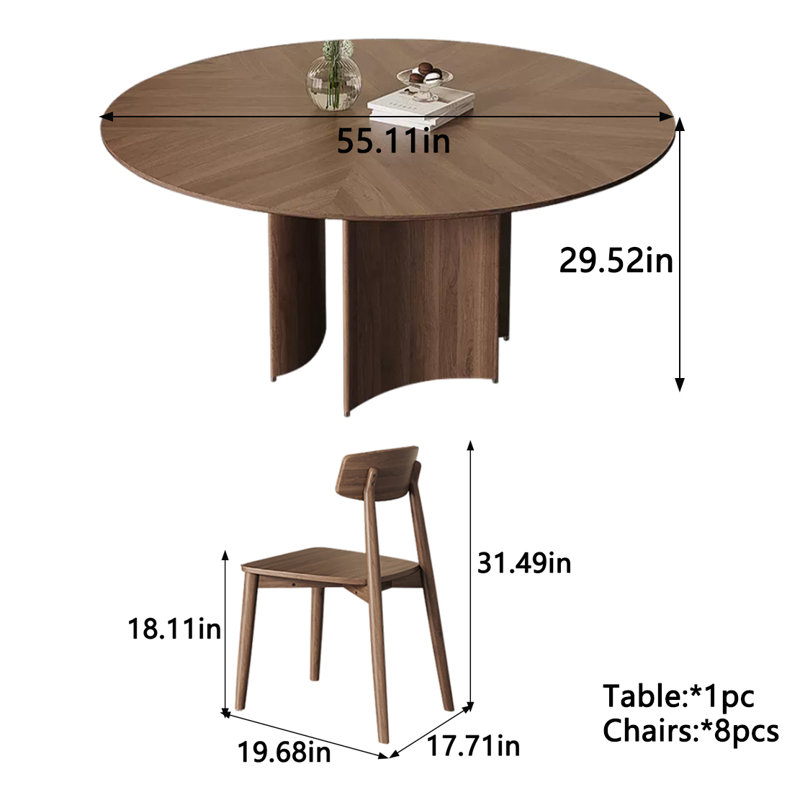 Ensemble de salle à manger rond 55,11 po, 9