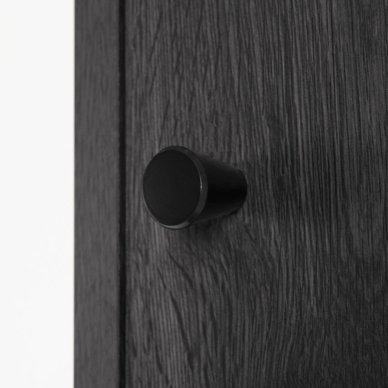 Gray Oak and Black Wall-Mounted Desk with Power Outlets and Storage