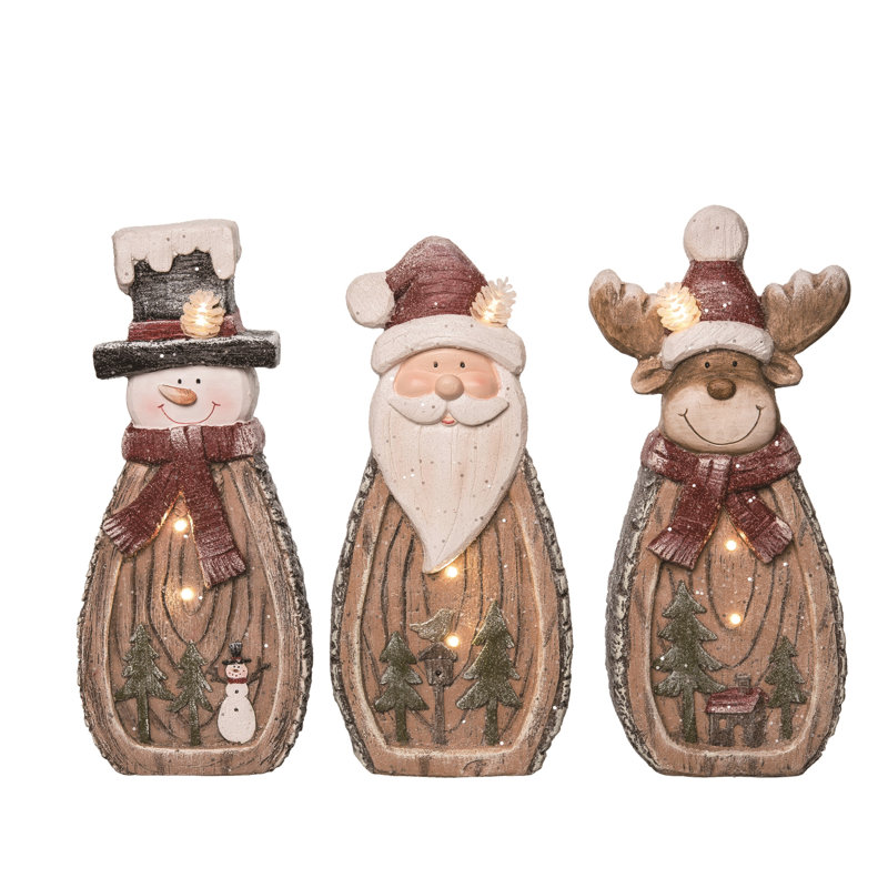  Ensemble de 3 décorations de Noël en bois MGO L / U