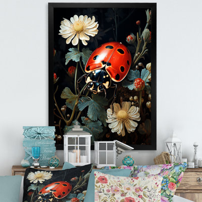 Coccinelle à motif floral sur toile