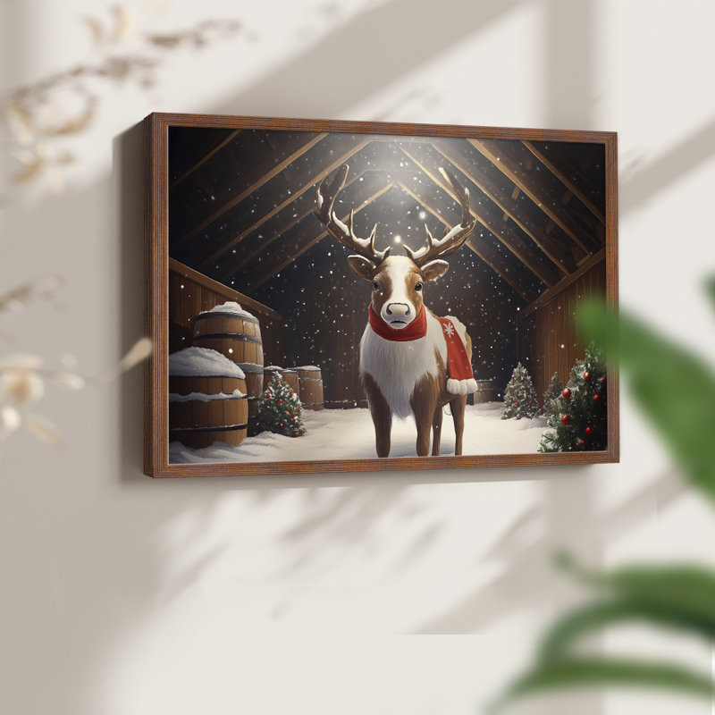 Chirstmas Art-CMXLV - Reproduction encadrée - Restickable, H 16 po x l 20 po, Noyer