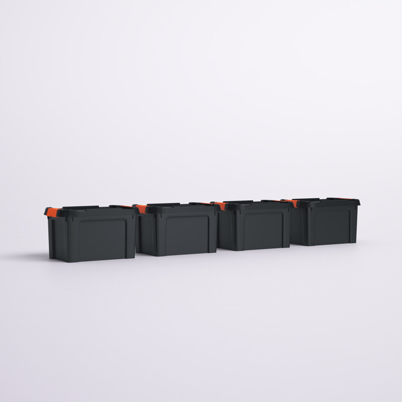 22 Qt. Black Heavy-Duty Stackable Storage Bin Set of 4