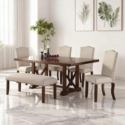 Extendable Cherry Veneer Dining Table With X-base For 6-8, 60 To 78 Inch Expandable Table