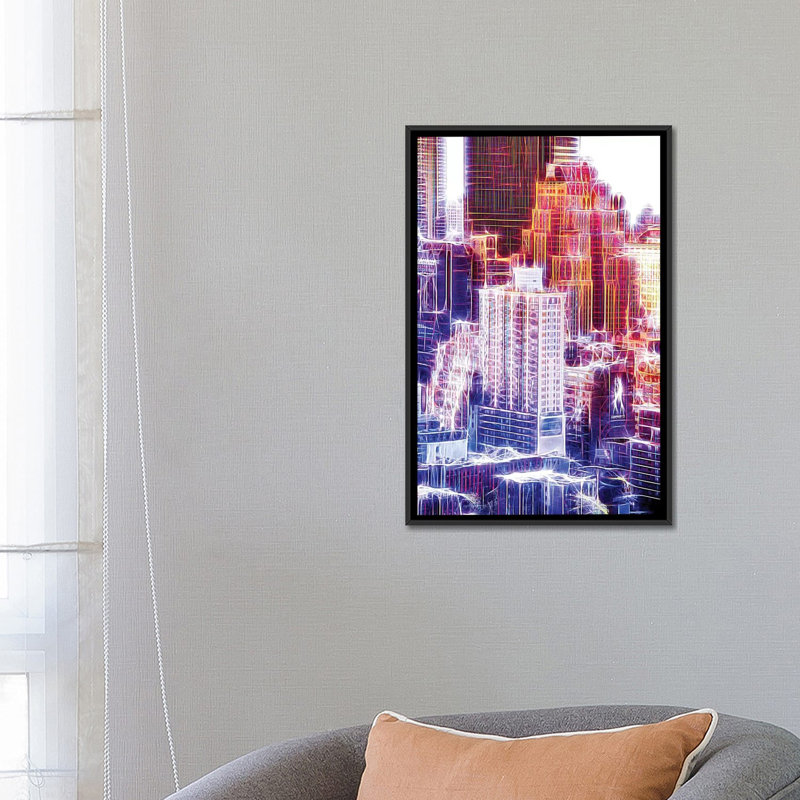 « new yorker », impression sur toile, H 26 po x l 18 po x P 1,5 po, Toile avec cadre noir, Pas de tapis