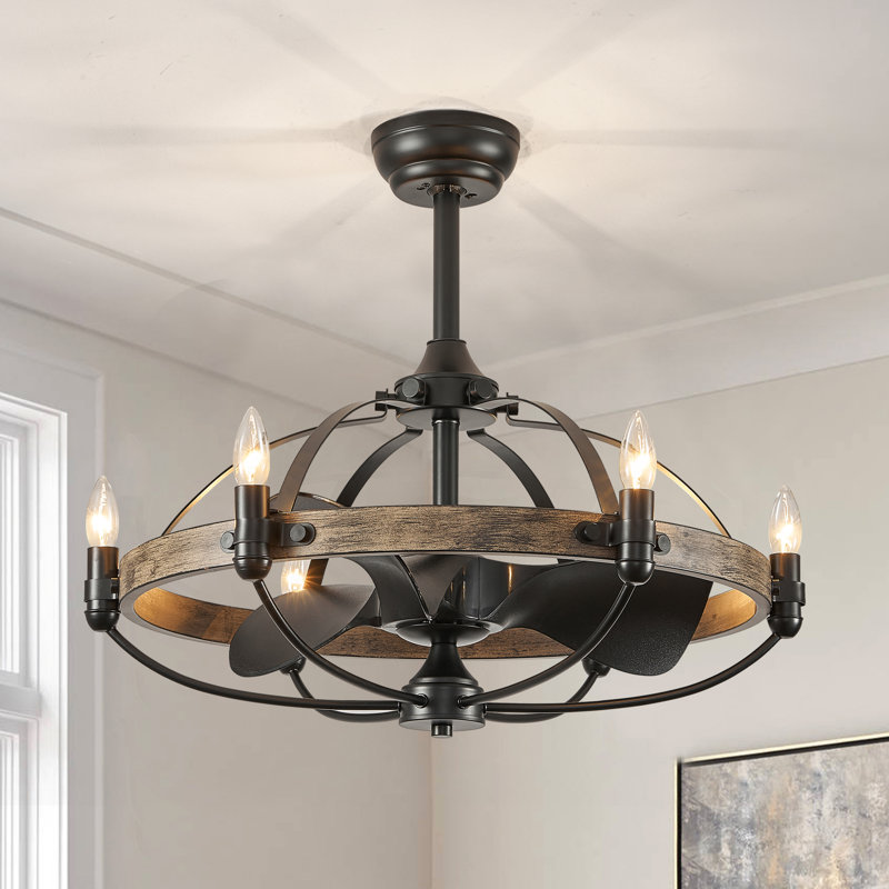Ventilateur de plafond Arezo Classic, Noir / brun-gris