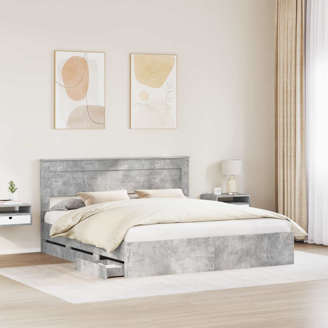 Bed Frame With Drawer Sonoma Oak 160 X 200 Cm Engineer Wood