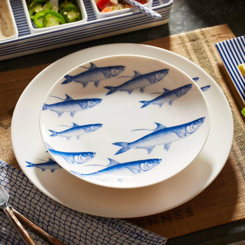 School Of Fish Porcelain Salad/Dessert Plate