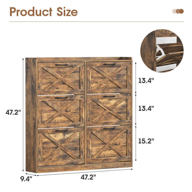 Grande armoire de rangement pour chaussures, Brun