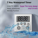 Minuterie de douche numérique avec minuterie numérique et horloge de douche avec aimant puissant et grand écran LCD (étanche à 7 touches)