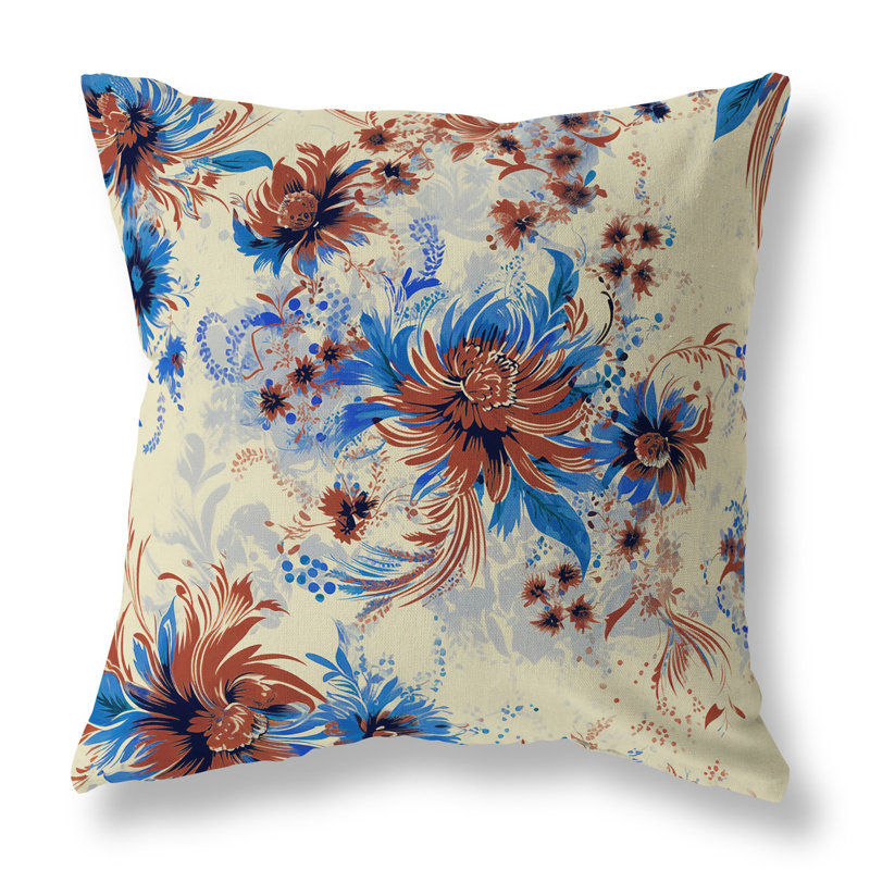 Coussin décoratif intérieur / extérieur à motif floral Delightful Wildflowers, H 18 po x l 18 po