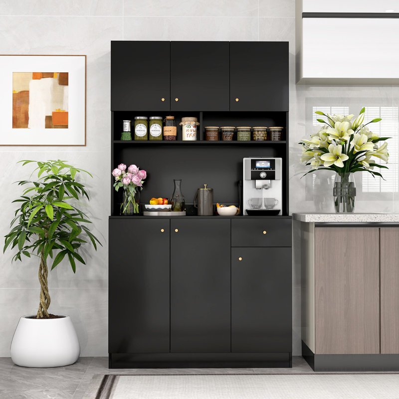 180cm Kitchen Pantry, Black
