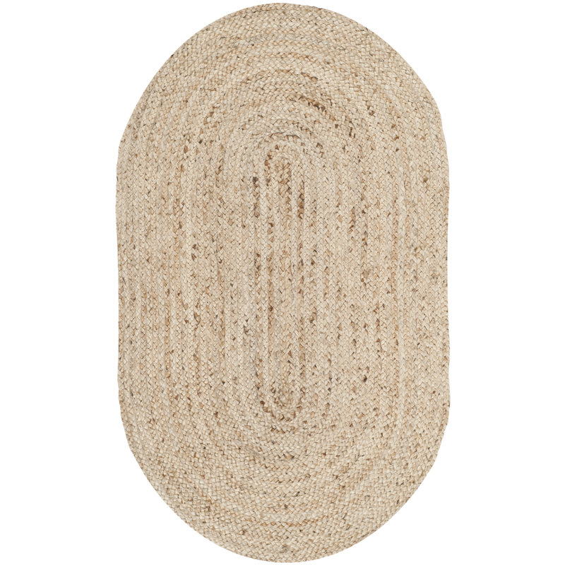 Arria Flatweave Beige Rug, Oval 152 cm x 244 cm