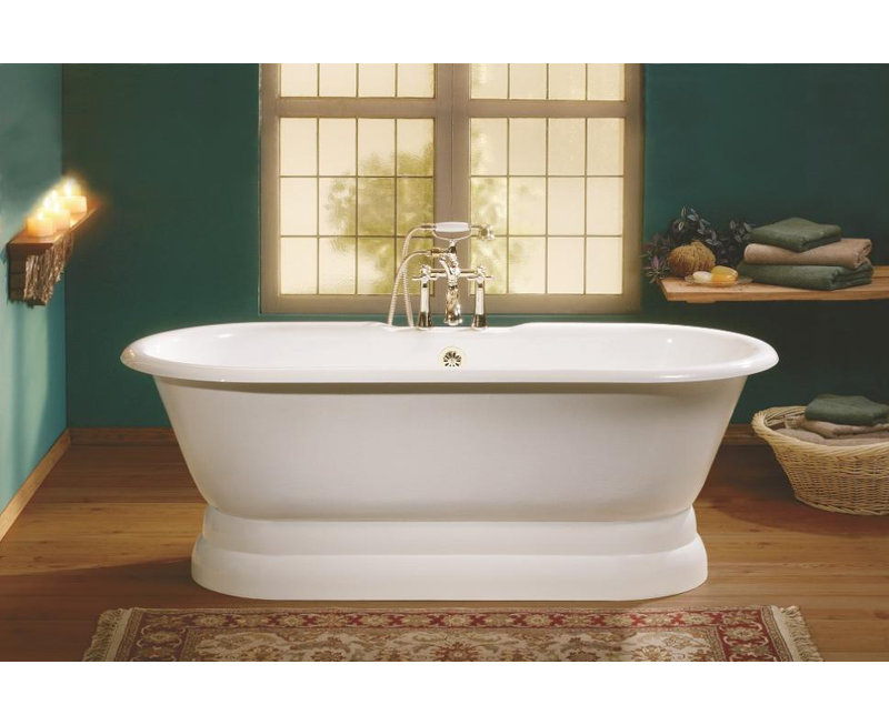 Regal 68'' L Soaking Bathtub, Cast Iron Pedestal Base, White Interior with White Exterior