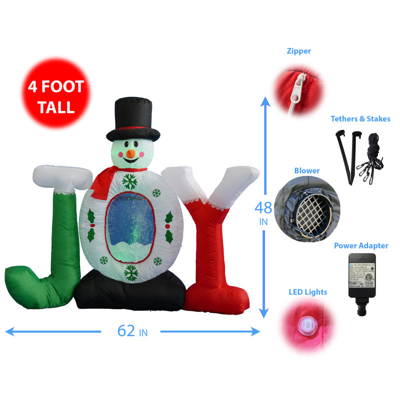 Décoration gonflable boule de neige 4 pi Joy Snowman