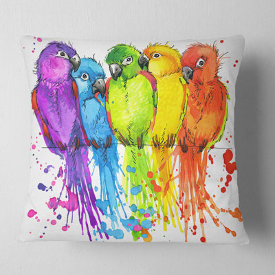 Colorful Parrots - Animal Printed Pillow
