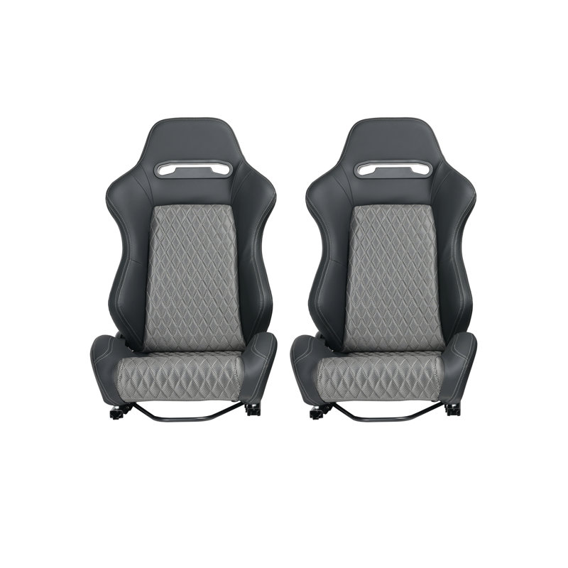 PVC RACING SEAT DE HAUTE QUALITÉ AVEC MATÉRIAU DOUBLE COULISSANT 2PCS, Noir/gris