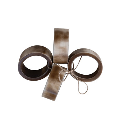 4-Piece Round Marbled Resin Napkin Rings With Jute Tie,