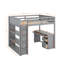 Lit mezzanine double avec échelle, tablettes et bureau