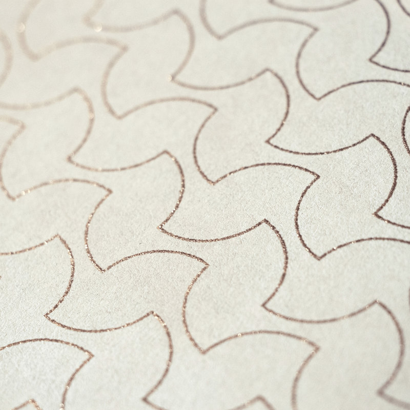 Slow Living Glitter Geometric Lines Wallpaper Roll, Sand Gold