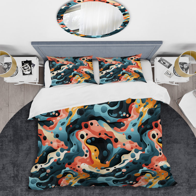Ensemble de housse de couette rose et bleu Nomadic Evasion, Housse de couette pour très grand lit et 2 très