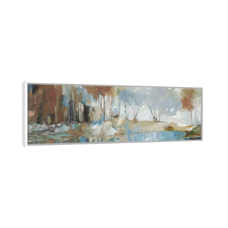 Golden Tranquility - reproduction d'art murale - toile encadrée, H 12 po x l 36 po, Blanc