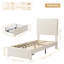 Twin Bed Frame With Under-Bed Drawer, White Velvet Upholstered Platform Bed-1286950608