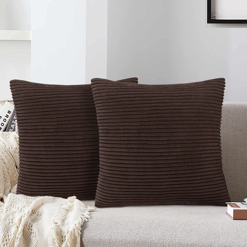 Square Cushion Pad, Coffee Corduroy