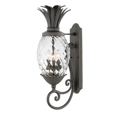 Plantation Museum Black 3 - Bulb 28'' H Clear Optic Glass Outdoor Wall Lantern