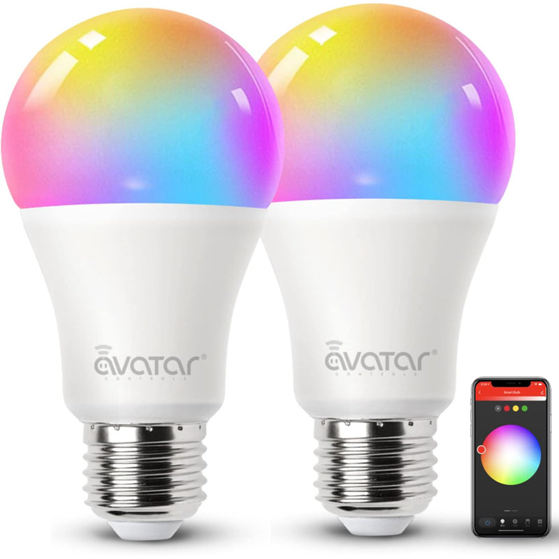 E27 Smart Wi-Fi Light Bulbs 75W Equiv., Work with Alexa/Google Home, 800LM 9W RGBCW A60 LED Light Bulbs, No Hub Required, 2.4G WiFi Bulb