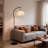 Black Arc Floor Lamp With Fabric Shade And Inline Switch