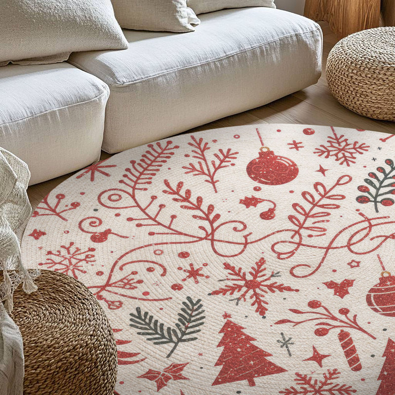 Tapis tressé scintillant Noel, Rond 5 pi